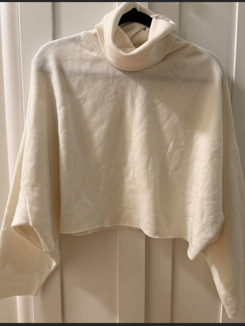 OAK + FORT Cropped Cream Turtleneck Sweatshirt